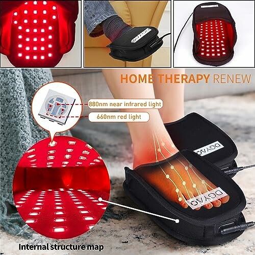 Infrared foot therapy device with LED lights for home use.