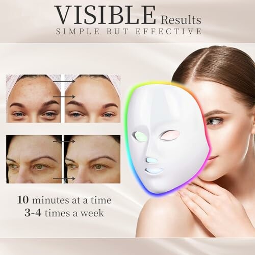 Image showing before and after results of using an LED face mask.