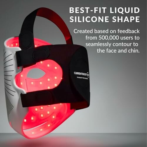 LED light therapy mask with a liquid silicone shape for face and chin.