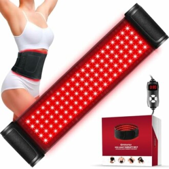 Red light therapy belt with timer and packaging.