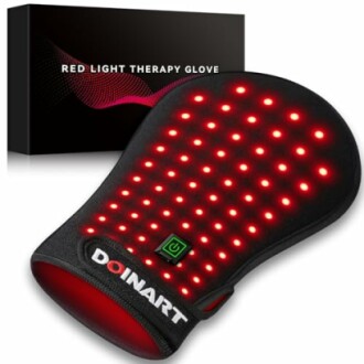 Red light therapy glove with LED lights and packaging box