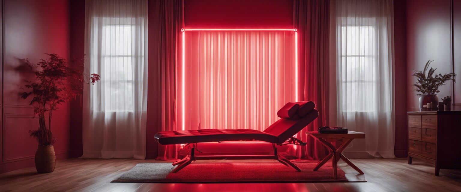 Red light therapy session setup