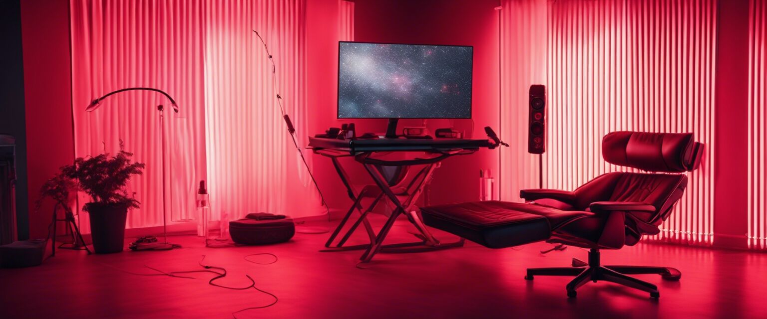 Red light therapy session setup