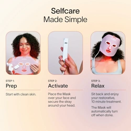 Three steps for using a selfcare face mask: prep, activate, relax.