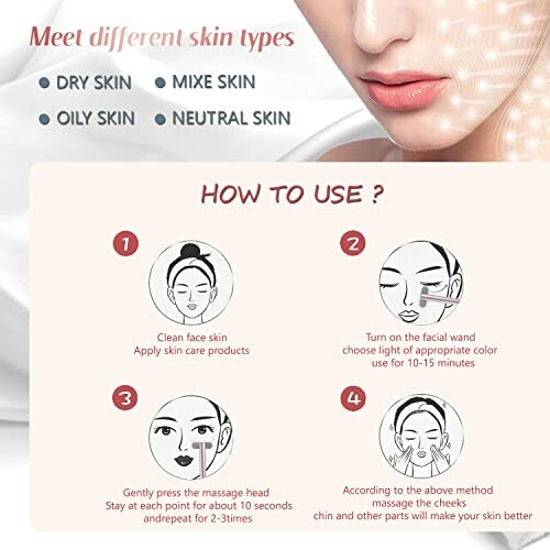 Guide on different skin types and skincare product usage instructions.